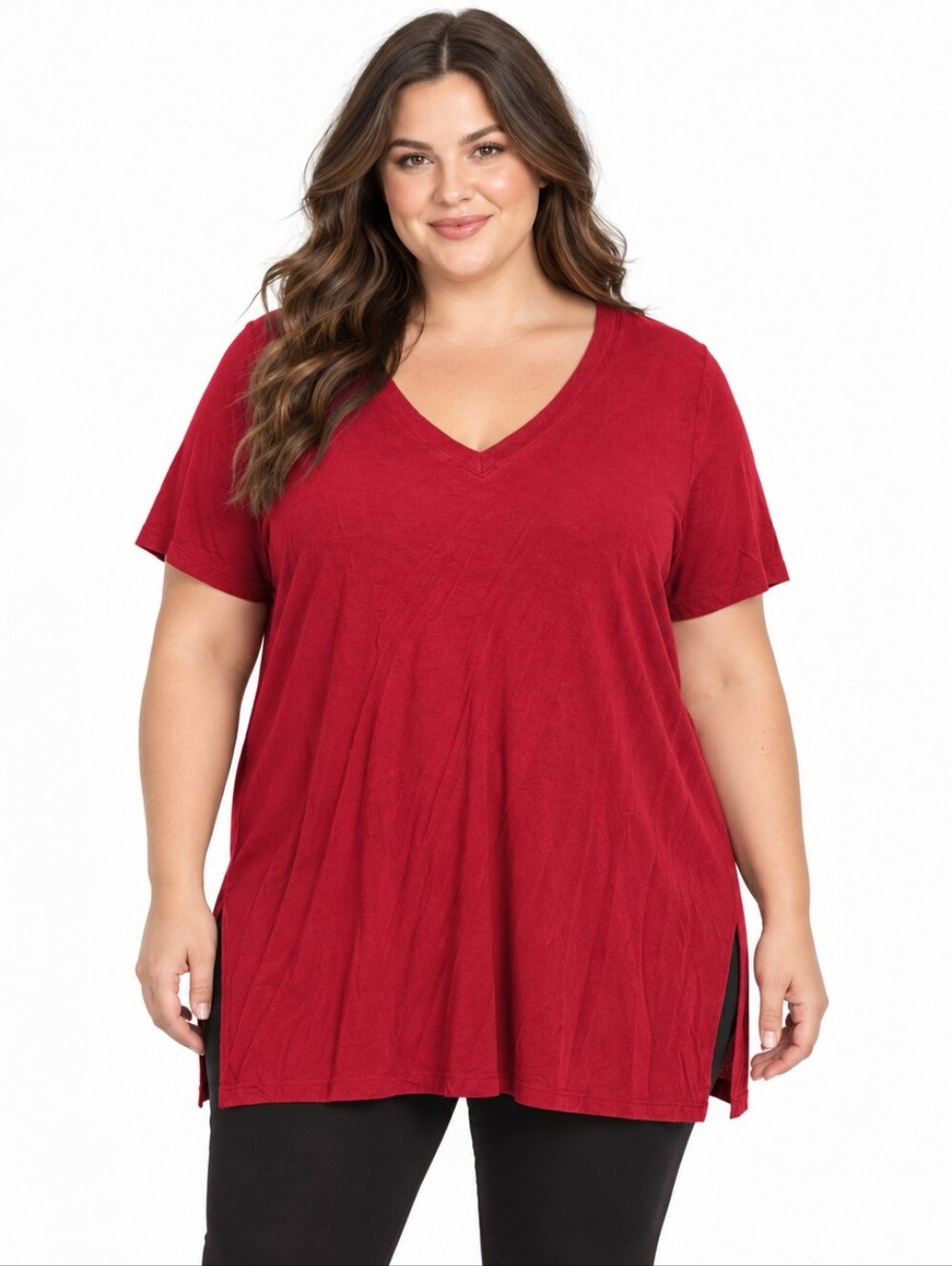 Torrid Super Soft Burgundy V-Neck Tunic Tee Size 0